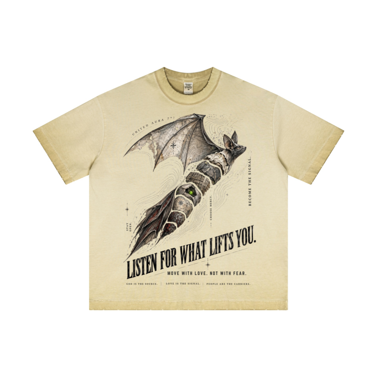 275GSM Unisex Raw-Edge Reverse-Wash Fried-Color T-shirt Washed Khaki