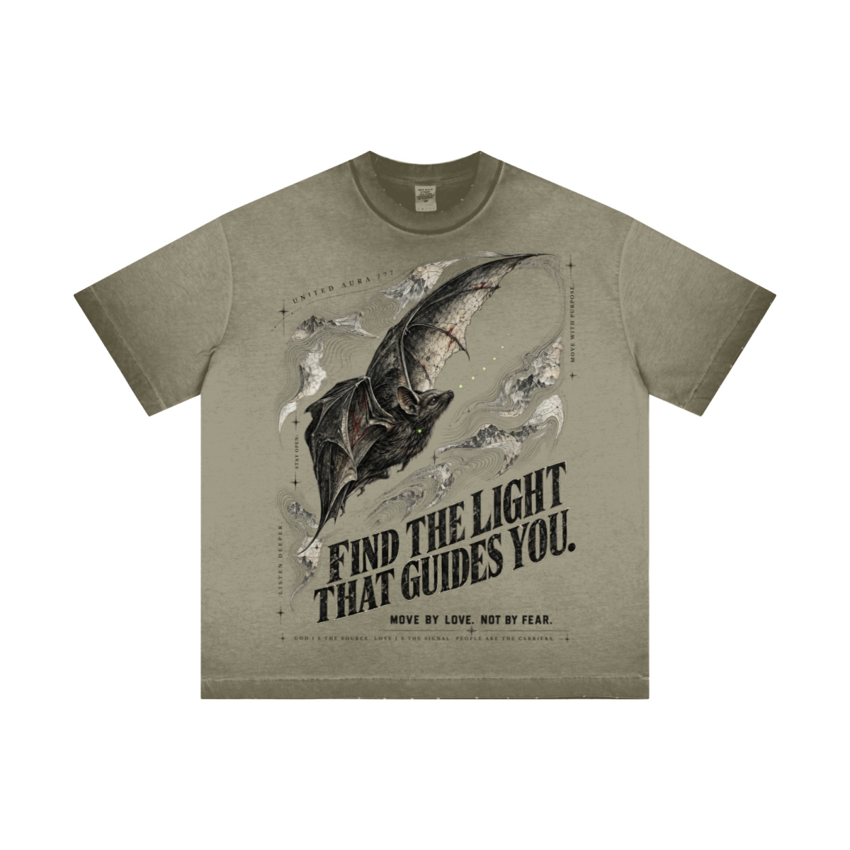 275GSM Unisex Raw-Edge Reverse-Wash Fried-Color T-shirt Washed Military Green