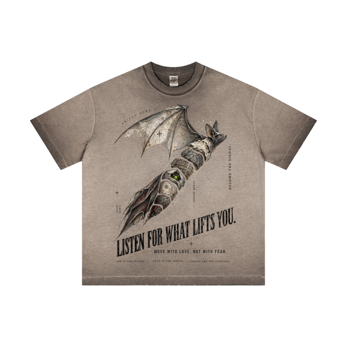 275GSM Unisex Raw-Edge Reverse-Wash Fried-Color T-shirt Washed Coffee