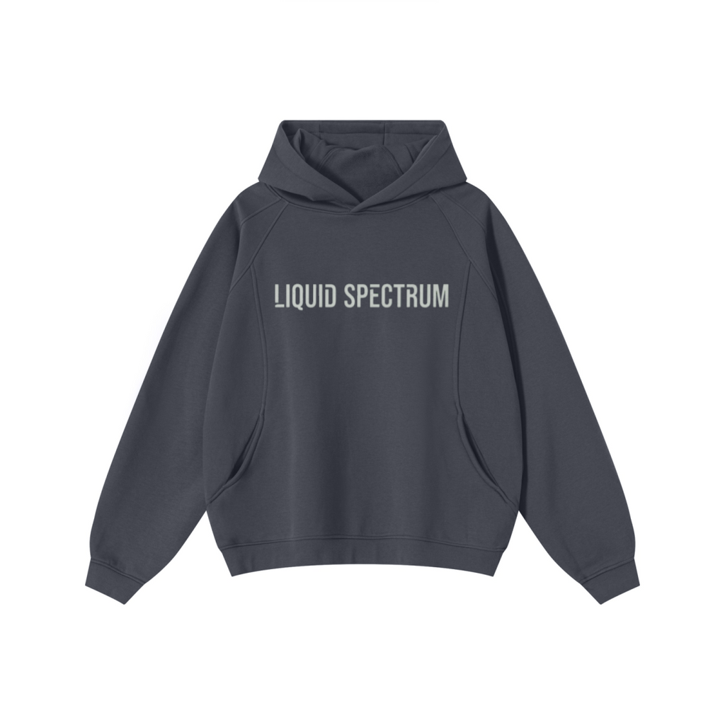 340GSM Men’s Trendy Fleece Structured Panel Hoodie Dark Grey