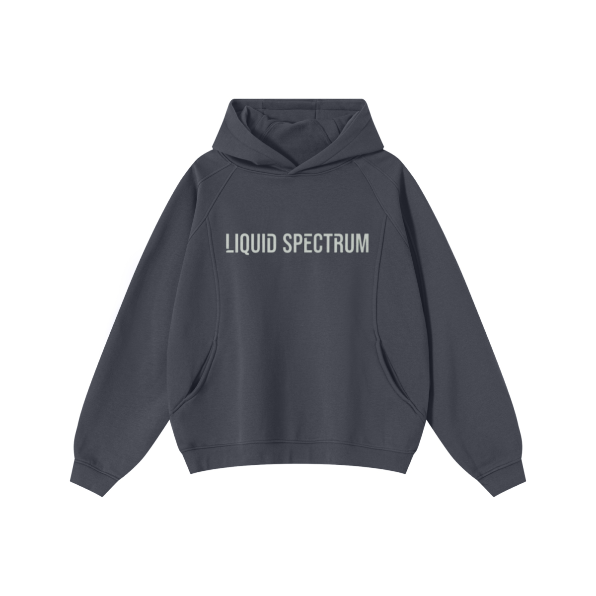 340GSM Men’s Trendy Fleece Structured Panel Hoodie Dark Grey